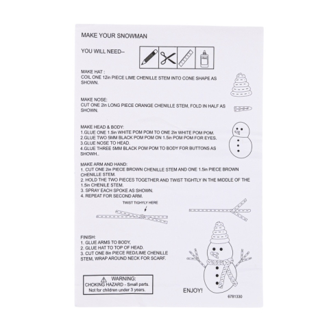 Accesorii creatie - om de zapada din sarma plusata, cu Pom Pom, Colorarte, MY23 [1]