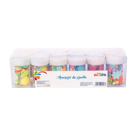 Art & Craft si Artizanat - Accesorii creatie - paiete diverse, set 12 recipiente x 6g, Colorarte MTLP-2H6GP
