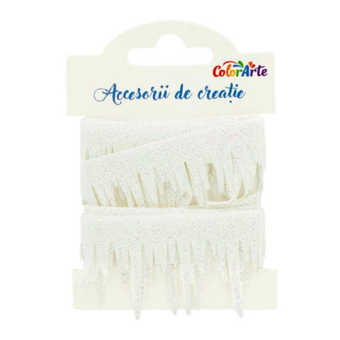 Art & Craft si Artizanat - Accesorii creatie - panglica decorativa, turturi argintiu perlat, 4cm x 2m, Colorarte MY024