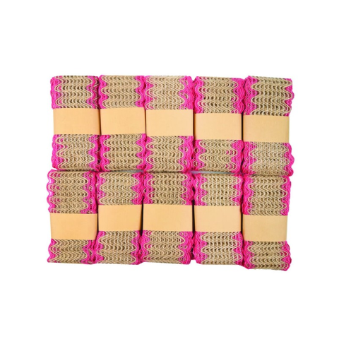 Accesorii Craft - Accesorii creatie - panza iuta, 4cm x 2m, diverse modele, margine color, set 10 buc, Colorarte