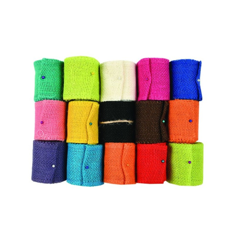 Accesorii Craft - Accesorii creatie - panza iuta, diverse culori, 5cm x 2m, set 12 buc, Colorarte
