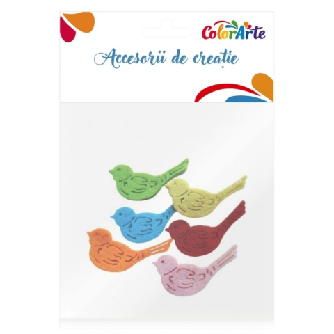 Art & Craft si Artizanat - Accesorii creatie - pasare fetru, set 6 buc, Colorarte