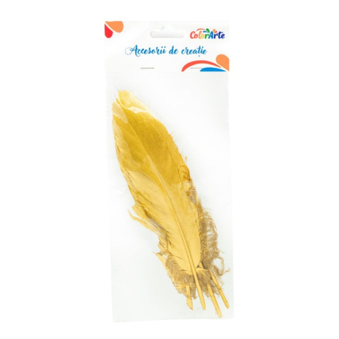 Art & Craft si Artizanat - Accesorii creatie - pene aurii, 15-20cm, set 4 buc, Colorarte