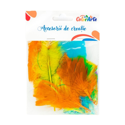 Art & Craft si Artizanat - Accesorii creatie - pene colorate, 7-11cm, set 24 buc, Colorarte