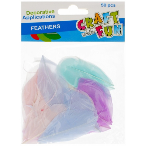 Art & Craft si Artizanat - Accesorii creatie - pene, diverse culori, 5-6cm, pastel, 50g, Craft with Fun, 501477