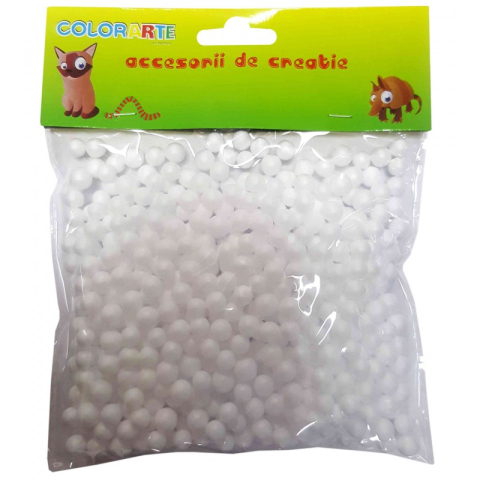 Accesorii Craft - Accesorii creatie - polistiren - bile, alb, 0.5cm, Colorarte, 23166