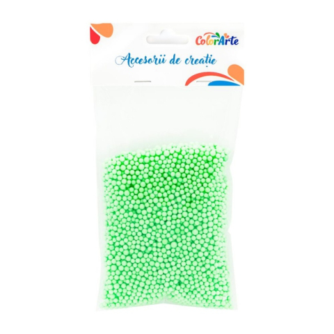 Art & Craft si Artizanat - Accesorii creatie - polistiren - bile, verde deschis, 3-5mm, Colorarte, MY005, 10g/punga