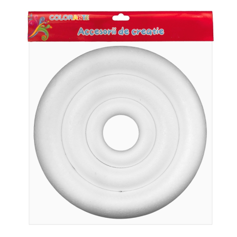 Figurine de pictat, Ipsos, Lemn, Polistiren - Accesorii creatie - polistiren - cerculete albe, 10/17/25cm, set 3 buc, Colorarte, MY07