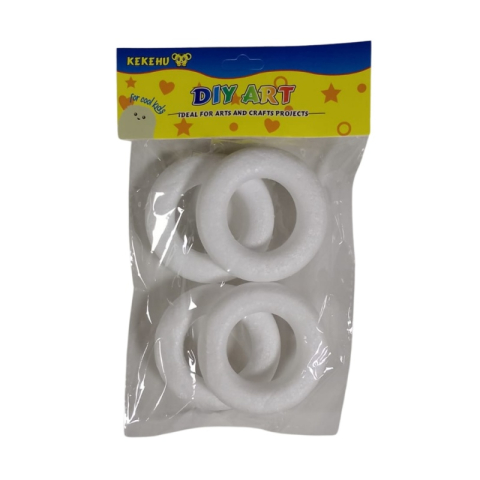 Figurine de pictat, Ipsos, Lemn, Polistiren - Accesorii creatie - polistiren - cerculete albe, 8cm, set 4 buc, Colorarte