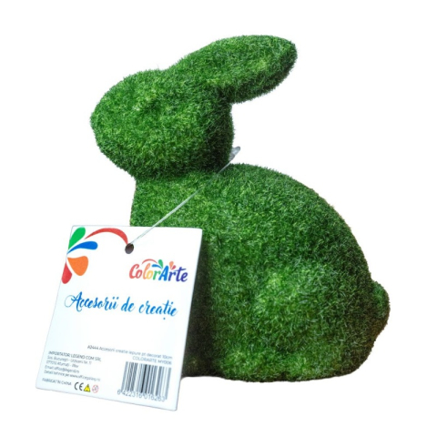 Art & Craft si Artizanat - Accesorii creatie - polistiren - iepure, verde, 10cm, cu sclipici, Colorarte