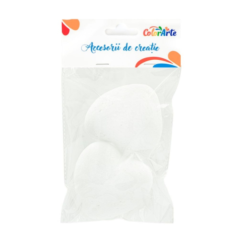 Art & Craft si Artizanat - Accesorii creatie - polistiren - inima, 8cm, set 2 buc, Colorarte