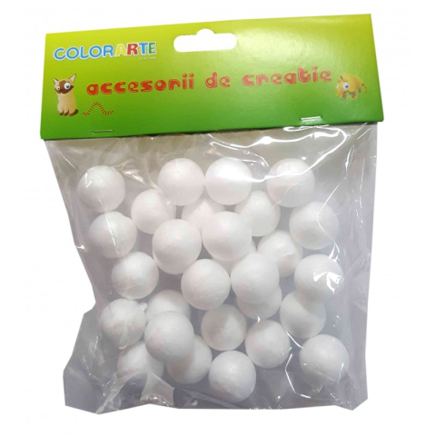 Accesorii creatie - polistiren - sfera mica, alb, 2cm, set 50-70 buc, Colorarte [1]