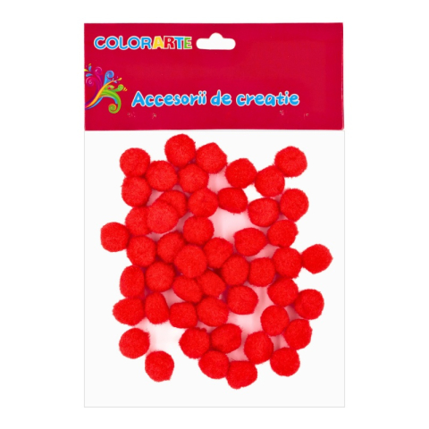 Accesorii creatie - Pom Pom, rosu, 10mm, set 50 buc, Colorarte, MY21 [1]