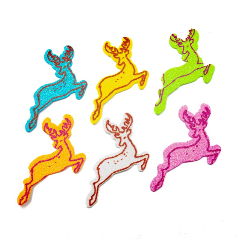 Accesorii Craft - Accesorii creatie - Ren Craciun, sticker gumat cu sclipici, set 6 buc, diverse culori, Colorarte