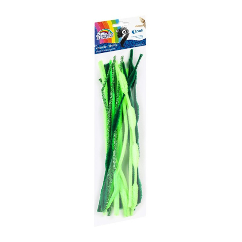 Art & Craft si Artizanat - Accesorii creatie - sarma plusata, verde, 30cm, set 20 buc, Fiorello, GR-CH018 / 170-2616