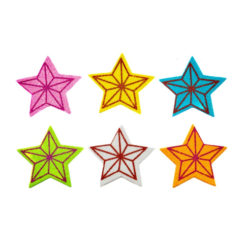 Accesorii Craft - Accesorii creatie - Stelute Craciun, sticker gumat cu sclipici, set 6 buc, diverse culori, Colorarte
