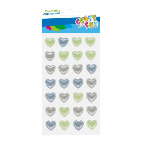 Art & Craft si Artizanat - Accesorii creatie - stickere autoadezive - inimi culori reci, set 28 buc, Craft with Fun 531839