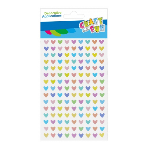 Art & Craft si Artizanat - Accesorii creatie - stickere autoadezive - inimi diverse culori sidef, set 135 buc, Craft with Fun 531835