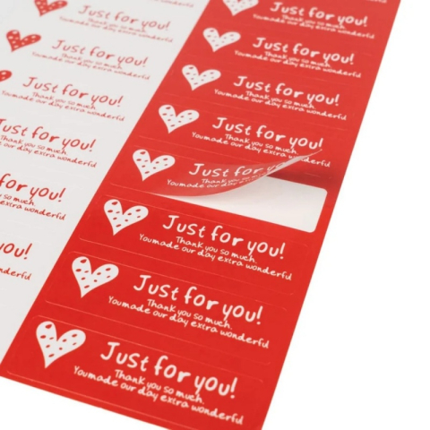 Art & Craft si Artizanat - Accesorii creatie - stickere autoadezive - inimioare Just For You, 5.5x1.5cm, alb / rosu, set 200 buc