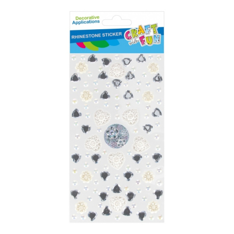 Art & Craft si Artizanat - Accesorii creatie - stickere autoadezive - pietre, perle, inimioare, set 63 buc, Craft with Fun 531850