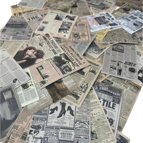 Birotică și Papetărie - Accesorii creatie - stickere autoadezive - tema Ziar, 5x6cm, hartie, set 50-60 buc