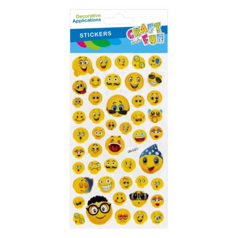 Stickere, Abțibilduri, Autocolante - Accesorii creatie - stickere autoadezive - zambareti, 9x21 cm, Craft with Fun 567336