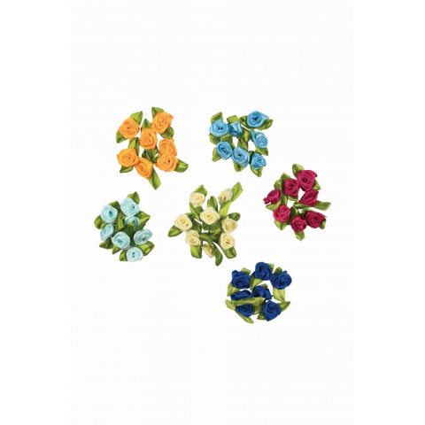 Accesorii Craft - Accesorii creatie - trandafiri textil, diverse culori, de cusut, set 15 buc, Colorarte, RIB1005
