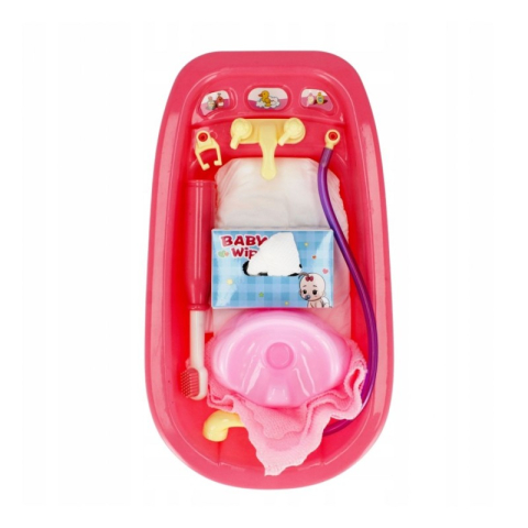 Accesorii papusi - cada de baie cu accesorii, roz/albastru, 3+ ani, MegaCreative, 455394, 19x35x5cm [1]