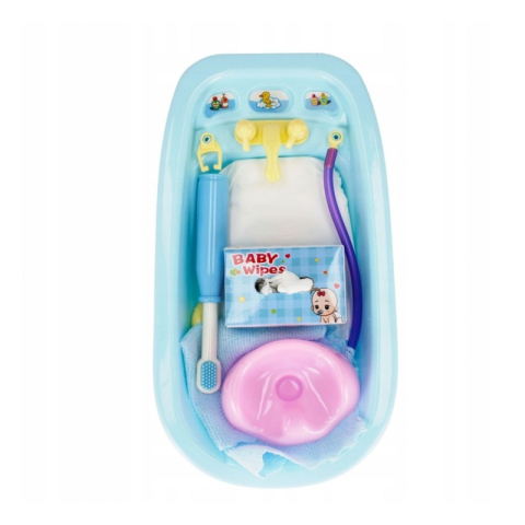 Accesorii papusi - cada de baie cu accesorii, roz/albastru, 3+ ani, MegaCreative, 455394, 19x35x5cm [6]