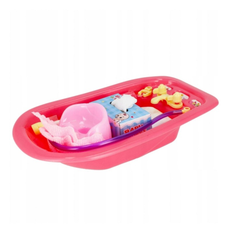 Jucării și Jocuri pentru copii - Accesorii papusi - cada de baie cu accesorii, roz/albastru, 3+ ani, MegaCreative, 455394, 19x35x5cm