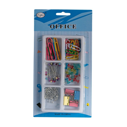 Articole pentru birou - Accesorii set birou Cnx, 129 piese, diverse culori - agrafe, ace gamalie, ace tabla, clips