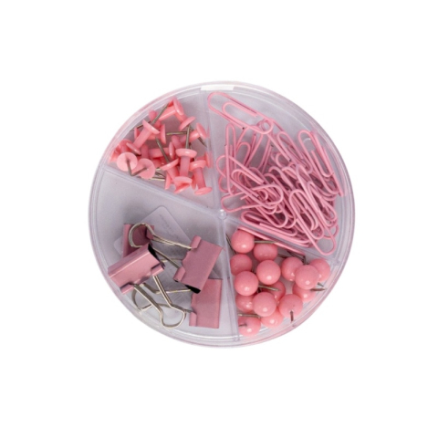 Accesorii set birou Cnx, 62 piese, diverse culori - agrafe, ace gamalie, ace tabla, clips [1]