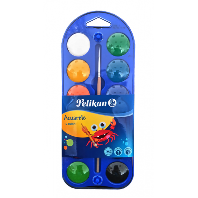 Art & Craft si Artizanat - Acuarela 12 culori Pelikan  + pensulă