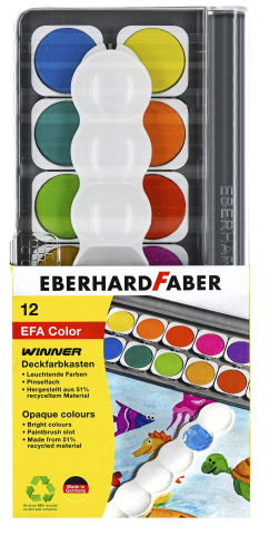 Acuarele 12 culori detasabile + paleta+tub alb eberhard faber