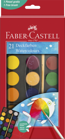 Acuarele 21 culori 30mm + pensula 2023 faber-castell