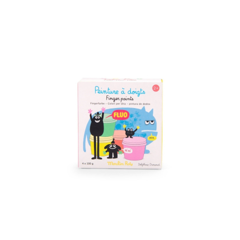 Art & Craft si Artizanat - Acuarele 4 culori neon pentru pictat cu mana, Moulin Roty , varsta 1 - 3 ani