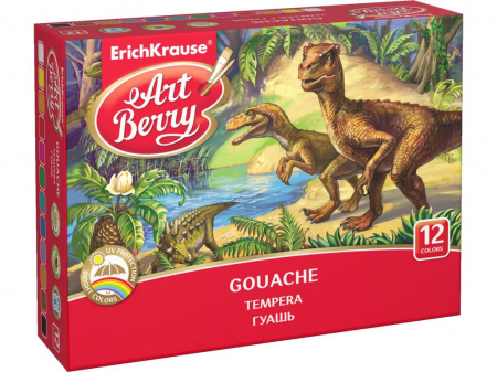 Guașe ArtBerry cu protecție UV și rezistență la lumina solară, 12 culori.