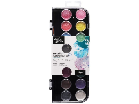 Art & Craft si Artizanat - Acuarele metalizate Mont Marte 17 buc