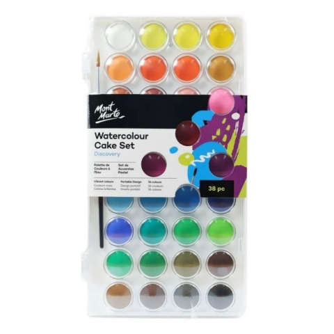 Art & Craft si Artizanat - Acuarele Mont Marte PMHS0038, Watercolours, 36 culori + pensula, pastila 23.5mm