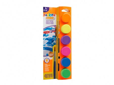 Birotică și Papetărie - Acuarele tempera Carioca Neon 6 culori x 25 ml + pensula, la blister