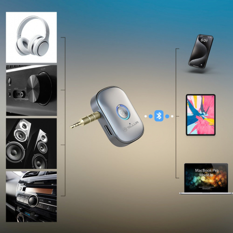 Adaptor Bluetooth 5.3 Tellur, receiver audio cu port AUX 3.5 mm, gri [7]