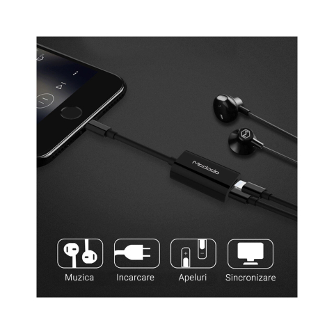 Adaptor Lightning la Dual Port Lightning Mcdodo Cablu Black [1]