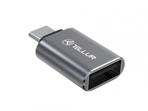 Periferice IT - Adaptor Tellur USB-C (tată) la USB-A (mamă), 10Gbps, 3A, aluminiu