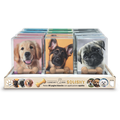 Cărți Educative, Activități - Agenda nedatata cu catei squishy pe coperta, 80 de pagini albe, 10 x 15 cm (12 buc/display), copii varsta 5 ani+,8 ani+