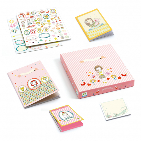 Stickere, Abțibilduri, Autocolante - Cutie decorata, cu 2 agende personalizate si autocolante, Rosalie