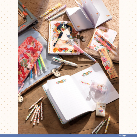 Agenda Rose, caiet de notite cu ilustratii florale, Djeco, varsta 6 - 9 ani, Adult, Fata [2]