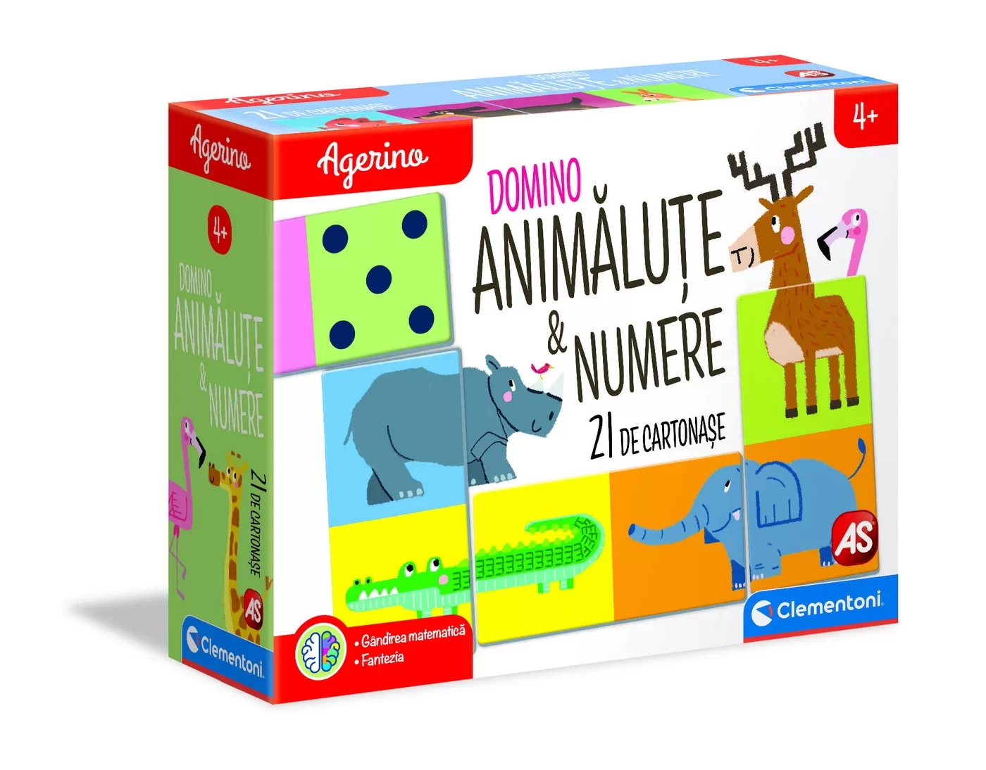 Cadouri Jucării Copii Grădiniță - Joc Domino, Animalute si Numere, Agerino, Clementoni, varsta de la 4 ani la 6 ani