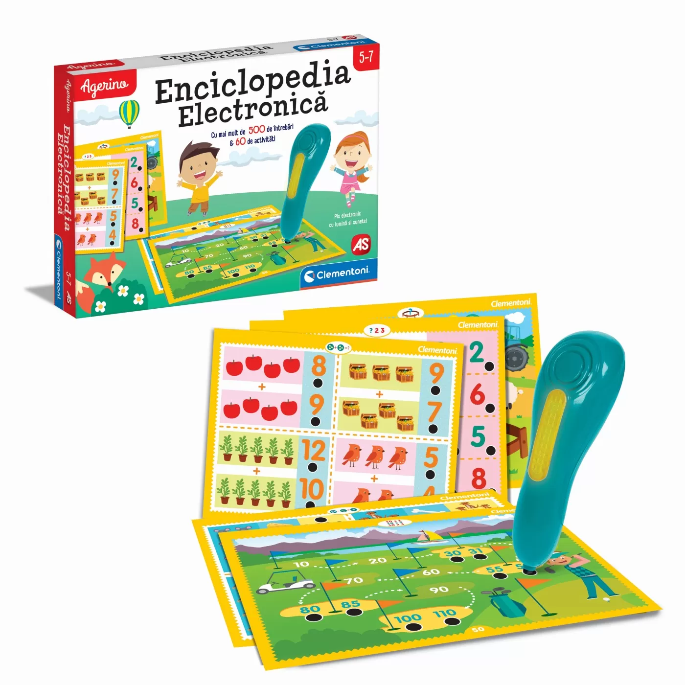 Jucării și Jocuri pentru copii - Joc educativ, Enciclopedia electronica, Agerino, 5 ani+, pix electronic, Clementoni, varsta de la 5 ani la 7 ani