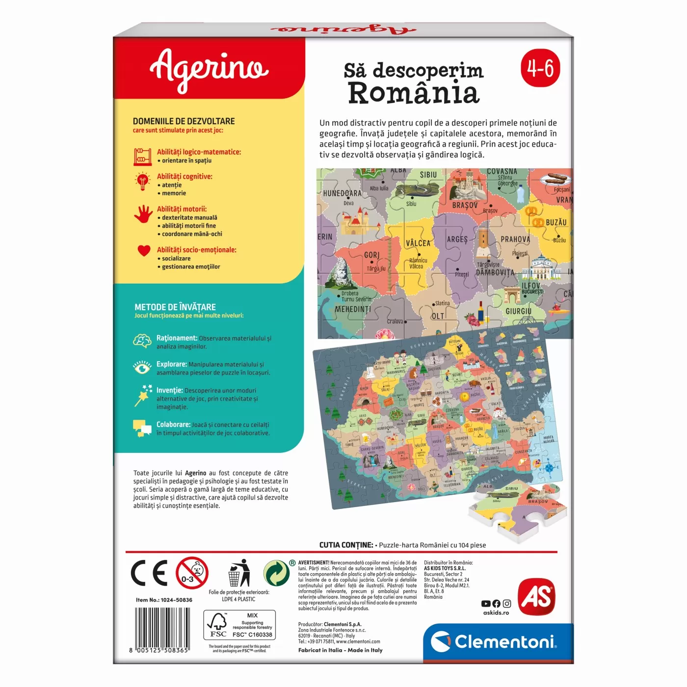 Joc educativ, Sa descoperim Romania, Agerino, 4 - 6 ani, Clementoni, varsta de la 4 ani la 7 ani [4]