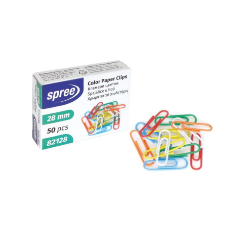 Birotică și Papetărie - Agrafe 28mm colorate  din plastic Spree 24buc/ct/folie